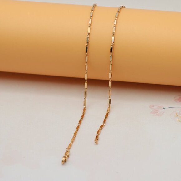 "Chunky Rectangle Chain Rose Gold Necklace, XPNL0181 - Picture 12 of 12
